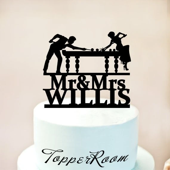 Decoration De Gateau De Mariage Personnalise Piscine A Jouer Decoration De Mariage Pour Les Joueurs De Billard Mariee Et Marie Avec Queues De Billard Gateau De Mariage Aliexpress