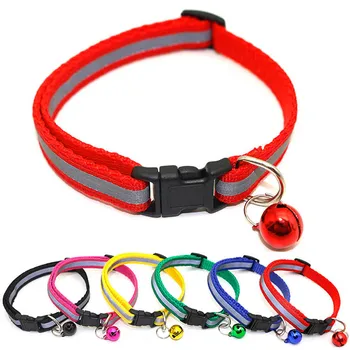 

1pc Pets Safety Night Bright Reflective Puppy Cats Collars Nylon Durable Adjustable Necklace Bells Small Dogs/Cat Collar