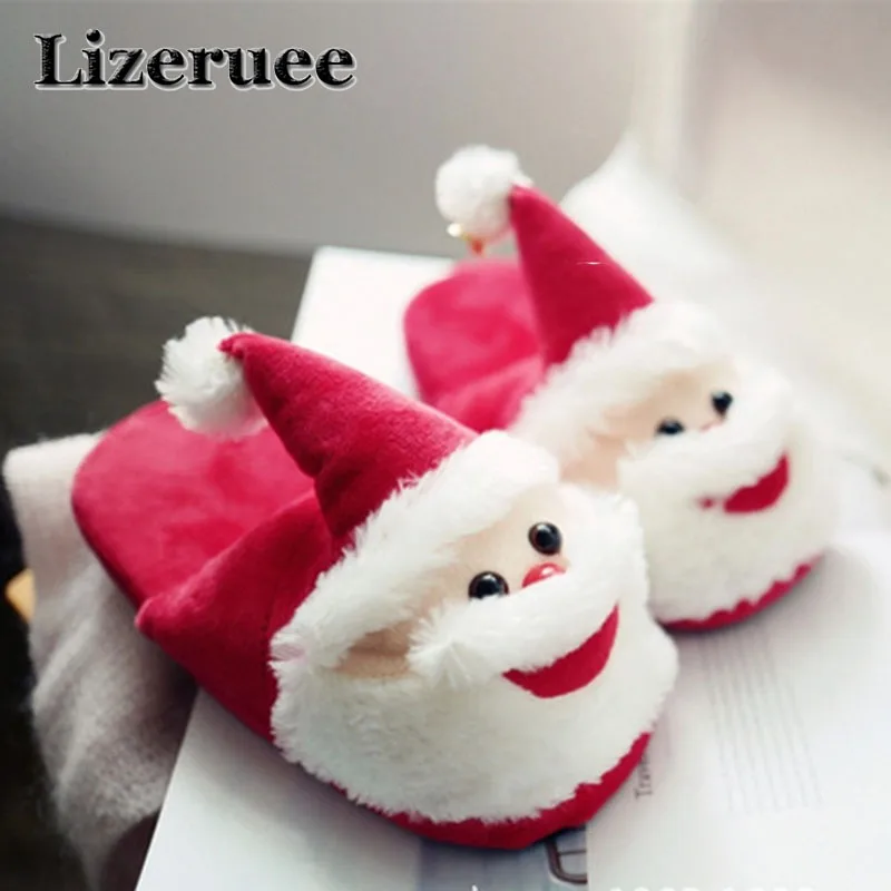 

Warm Cotton Winter Slipper Women Home Slippers Soft Cartoon Santa claus Indoor Non-slip House Slippers Girls Cute Shoes KS266