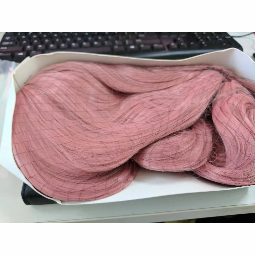 Pelo QP pelucas rosas volumen de aire de alta temperatura suave seda pelo a granel largo rizado pelo de onda grande peluca sintética Cosplay Pelo QP pelucas rosas volumen de aire de alta temperatura suave seda pelo a granel largo rizado pelo de onda grande peluca sintética Cosplay