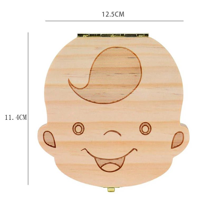 Spanish English Russian Baby Wood Tooth Box Organizer Milk Teeth Storage Collect Teeth UmbilicaSave Cord Lanugo Gift caja madera