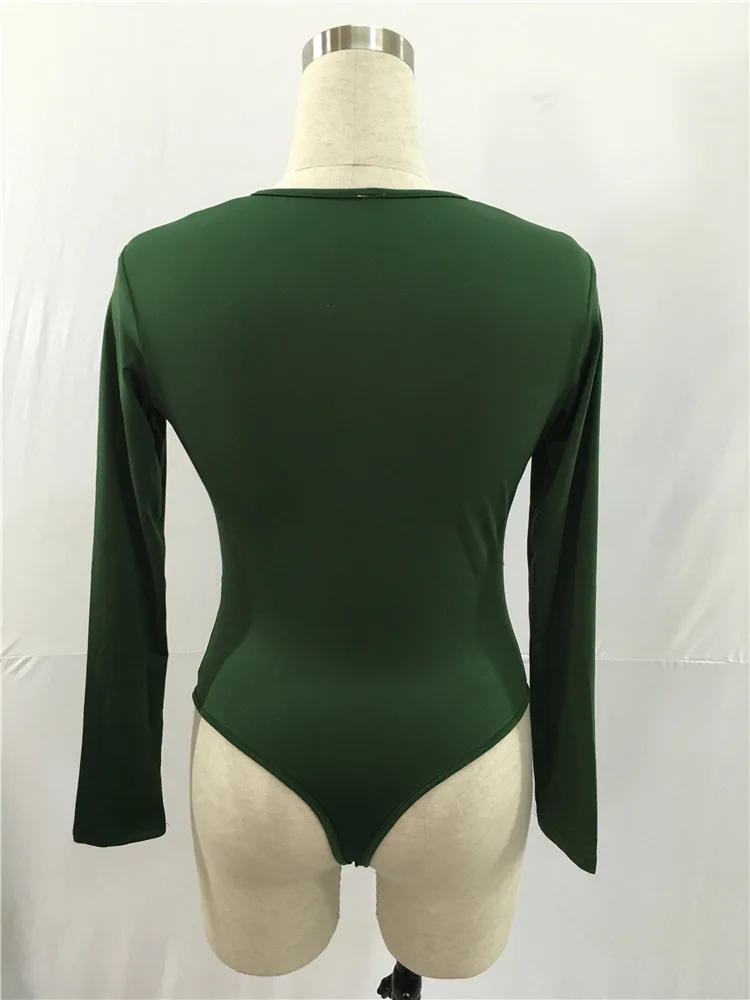 sequin bodysuit Women Plunging V Neck Rompers Autumn Spring Long Sleeve Solid Colors Bodysuit One Piece Basic Jumpsuit Plus Size S-2XL body suits for women