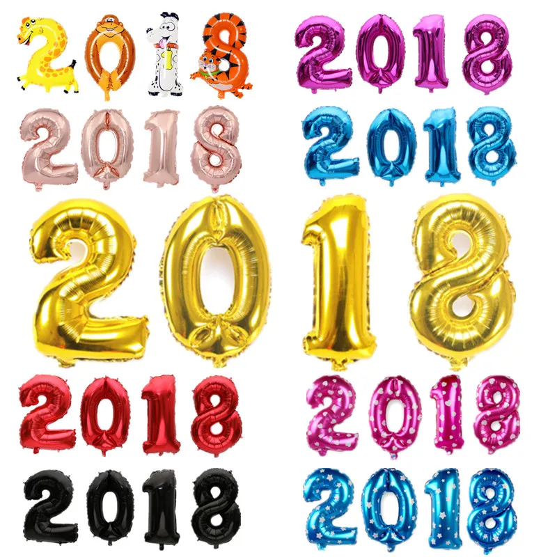 

Large 2018 number balloon Digit helium foil Balloons Christmas Celebration ballons for new year party decor Event Party Supplies