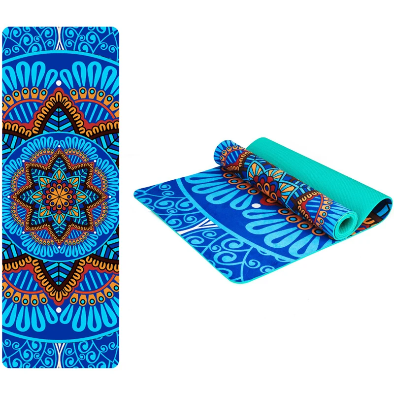 5MM Lotus Pattern Suede TPE Yoga Mats Pad Non slip Slimming Exercise