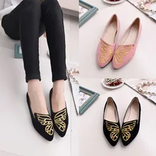 Women's Flats Ladies Embroidery Butterfly Suede Shoes Soft Slip-On Casual Shoes summer sandals women sandals flat casual shoes