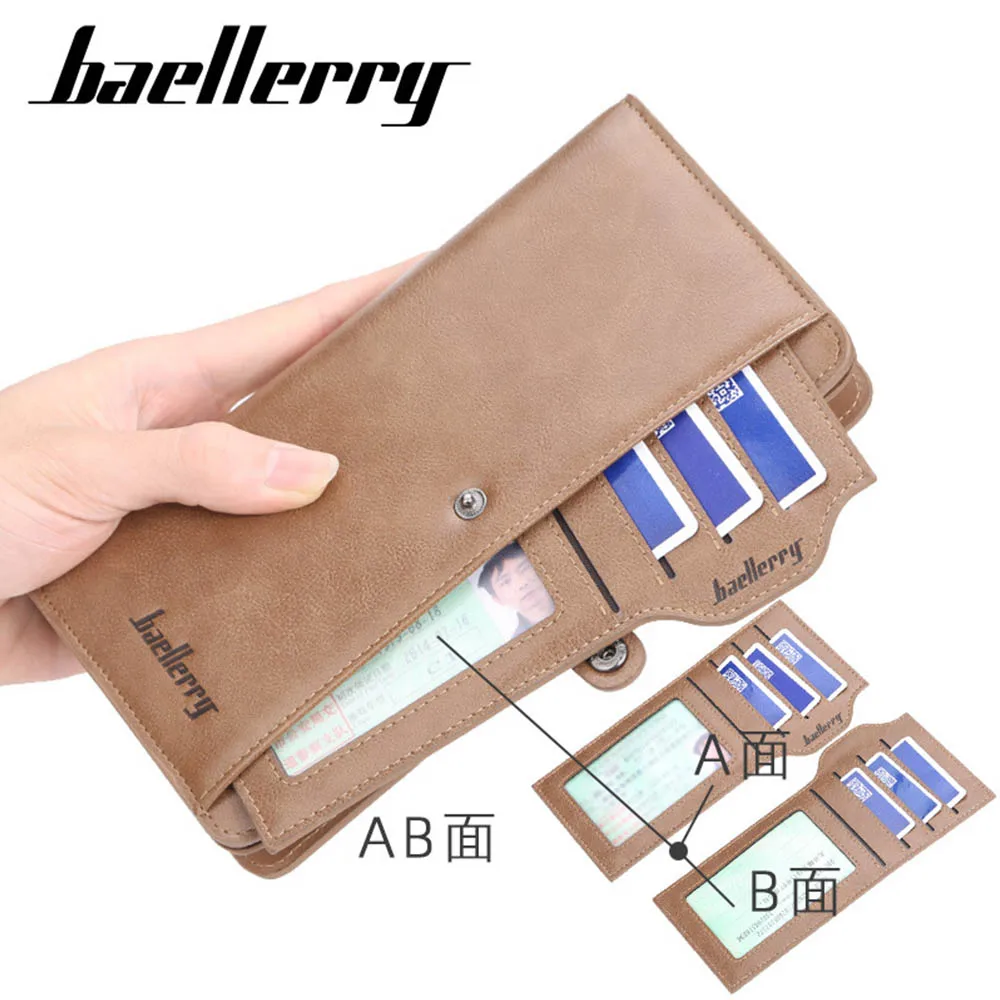 Мужские длинные кошельки Baellerry дизайнерский кожаный кошелек на молнии с