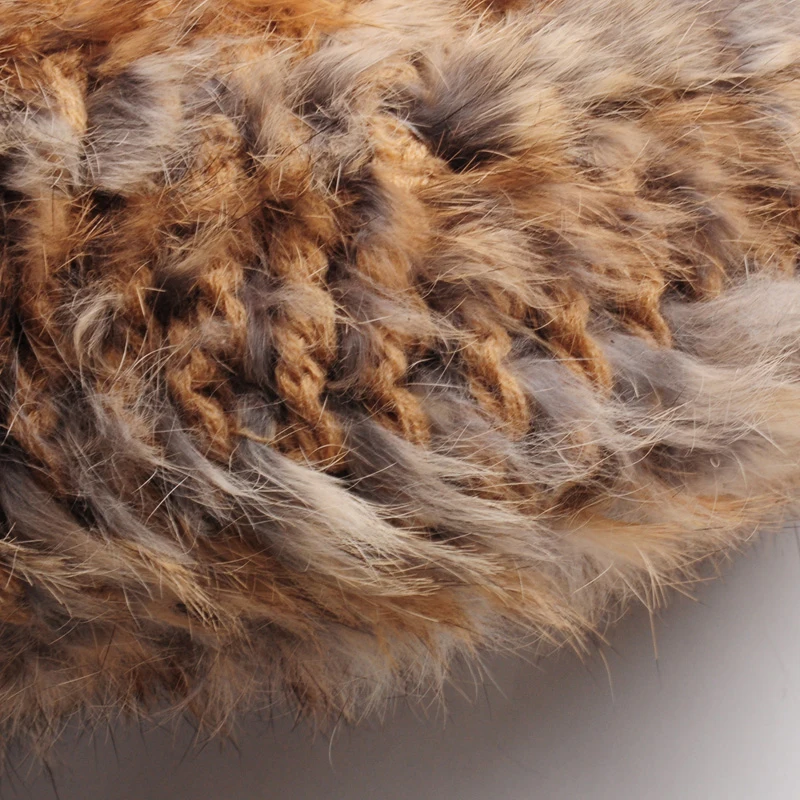 Шапка из натурального кроличьего меха, вязаная женская шапка из натурального меха кролика, SU-14062 из натурального меха