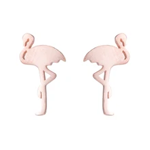 В милом стиле, розовое золото Цвет Фламинго Серьги очаровательные серьги в виде животных для Для женщин и девочек, одежда на каждый день, Kolczyki