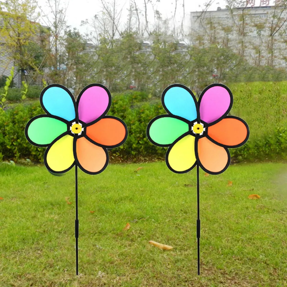 Colorful Small Flower Windmill Wind Spinner Home Garden Yard