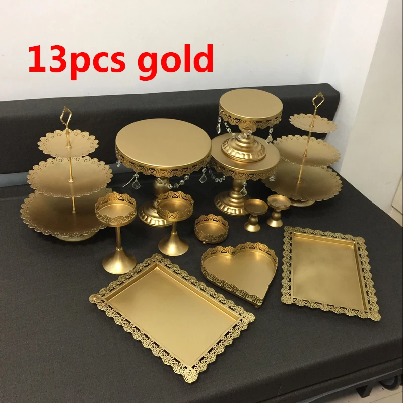 

gold ,white wedding cake stand set 13 pieces cupcake stand barware decorating cooking cake tools bakeware set party dinnerware