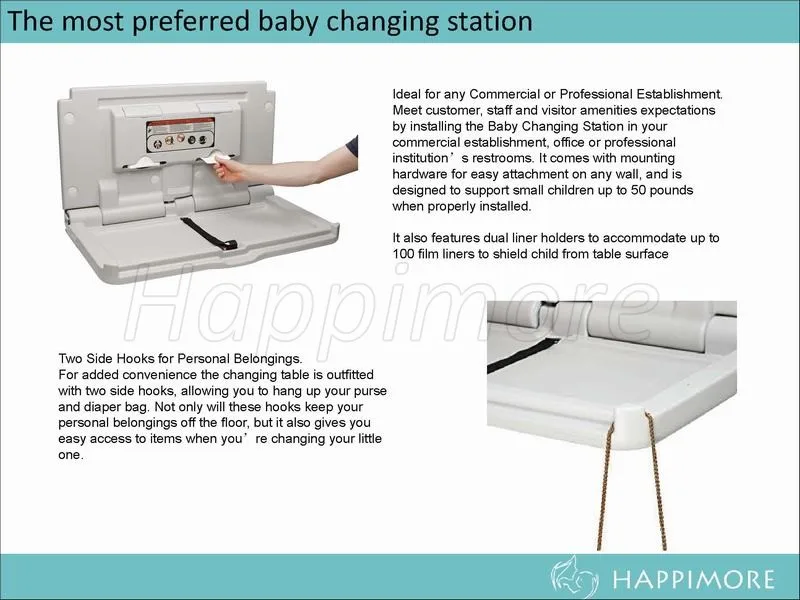 Happimore серый вертикальный пеленальный столик с 100kgs статической загрузки вес коммерческий уровень пеленки станции CE ASTM