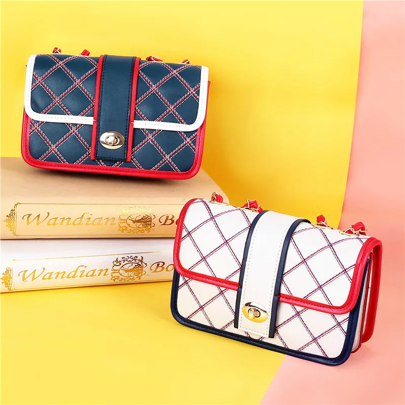 

Luxury Handbags Women 2019 New Fashion Lingge Small Square Bag Female Large Capacity Chain Shoulder Bag Women Messenger Bags
