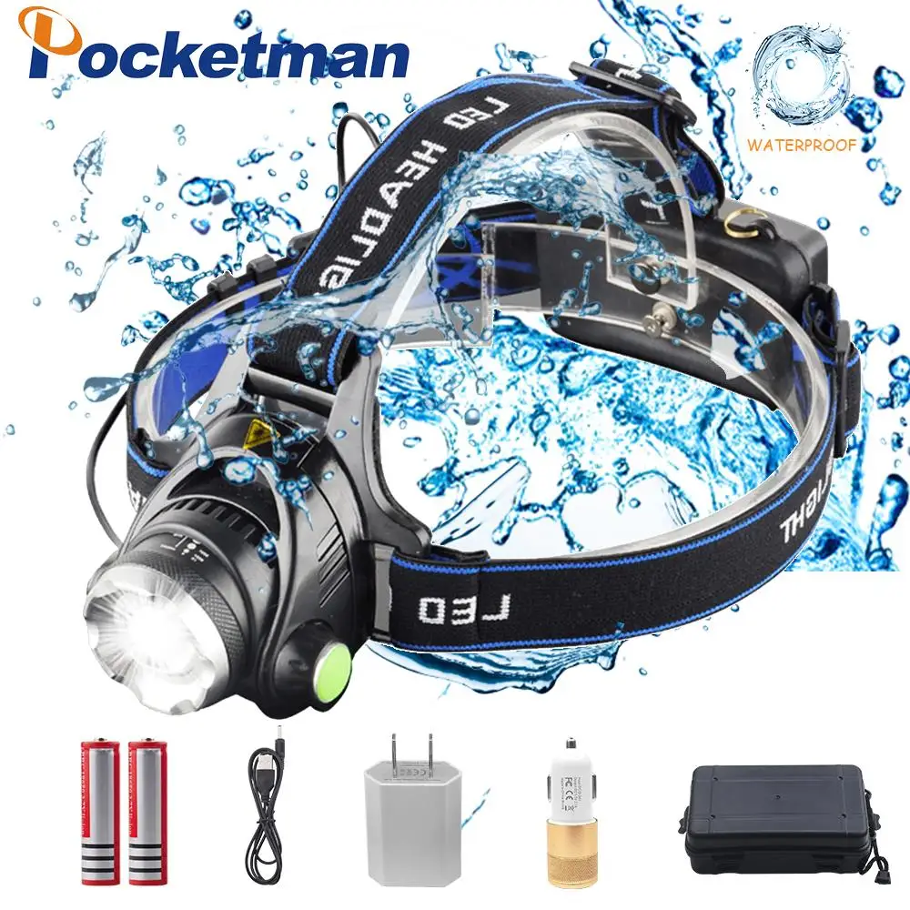 

Pockeman 7000LM T6/L2 Led Headlamp Zoomable Headlight Waterproof Head Torch flashlight Head lamp Fishing Hunting Light