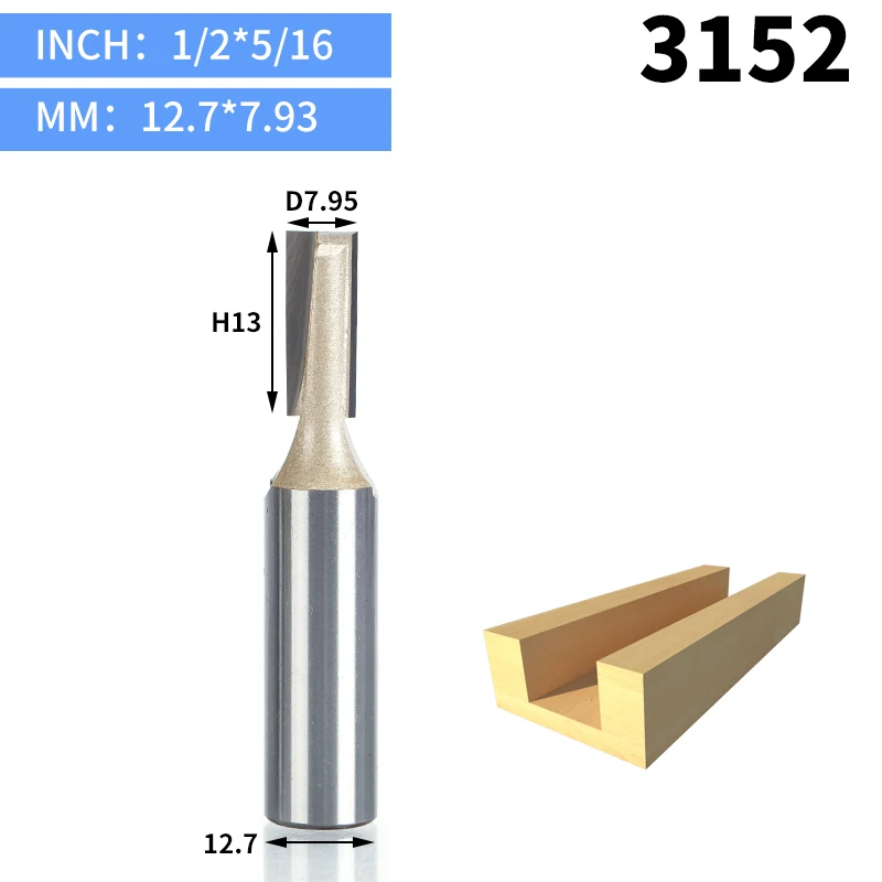 HUHAO 1pcs 1/2" Shank CNC Cleaning bottom router bit Woodworking Tools two Flute endmill router bits for wood cutting tools - Длина режущей кромки: 3152