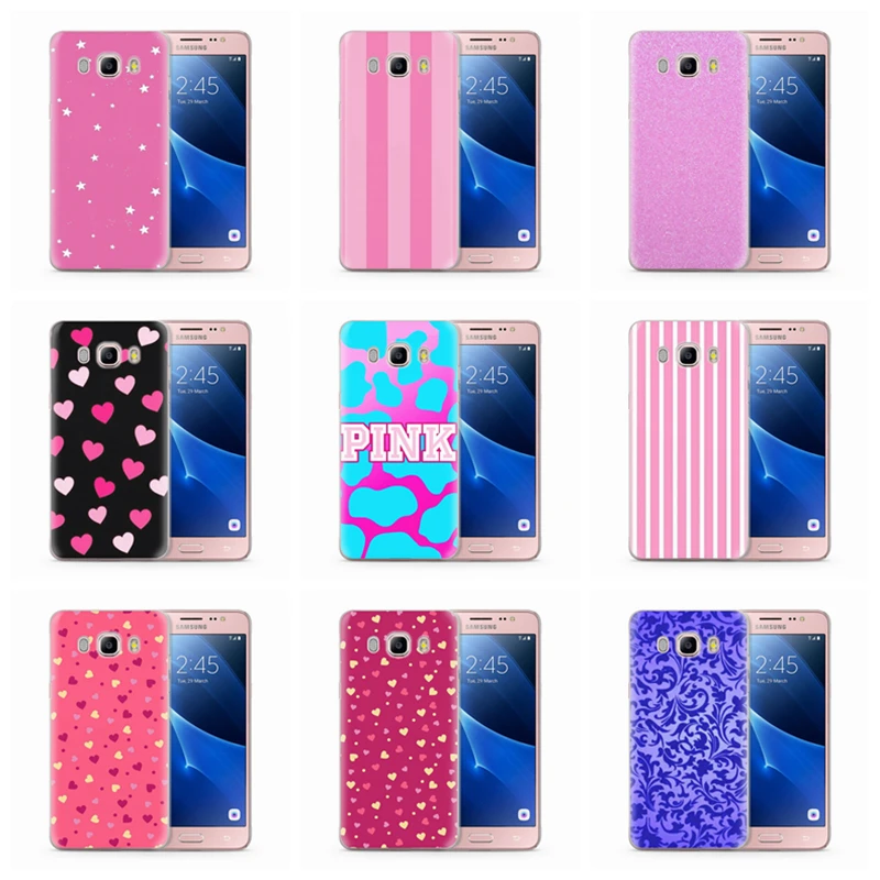 TPU Luxury For Funda Samsung Galaxy J7 2016 Case J710 J710F Cases Cover Design pink cartoon pattern Fundas W019 |