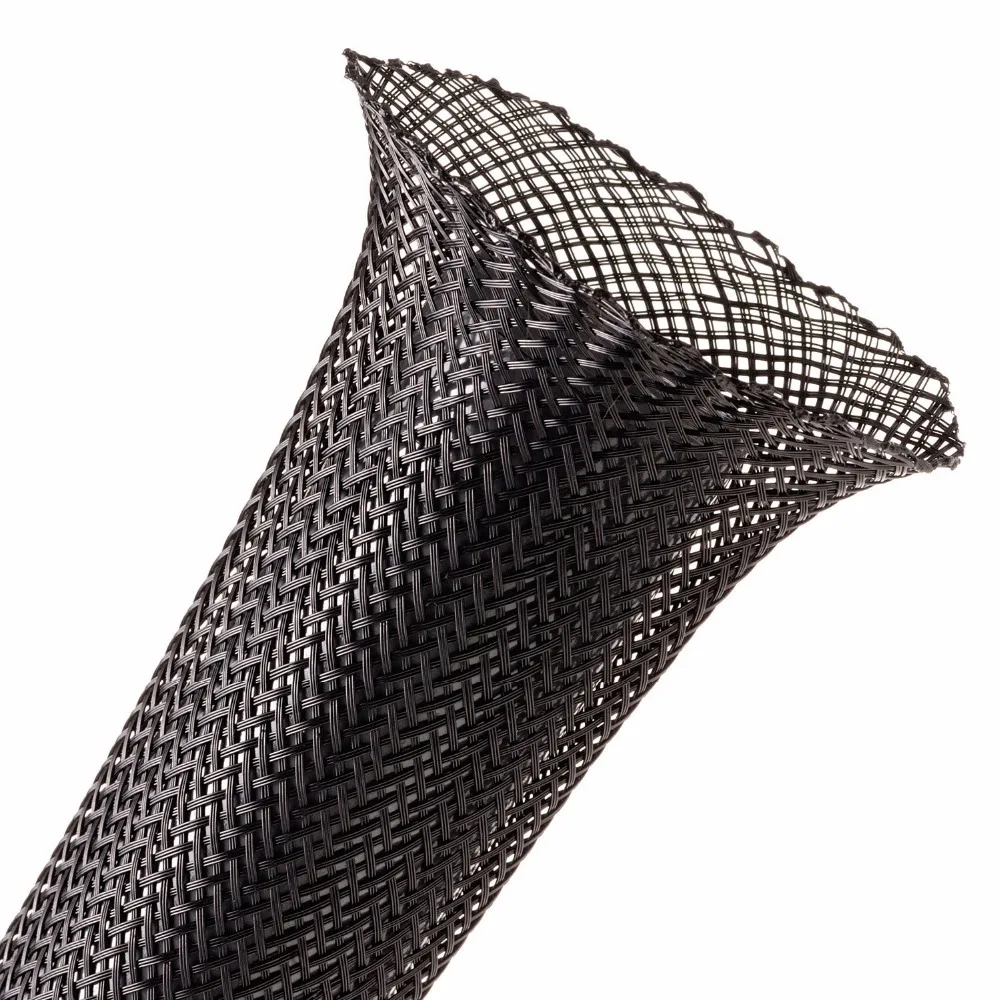 30ft длина-3/" = 19 мм черный-Flexo PET расширяемый плетеный кабель Sleeving для защиты кабеля носки