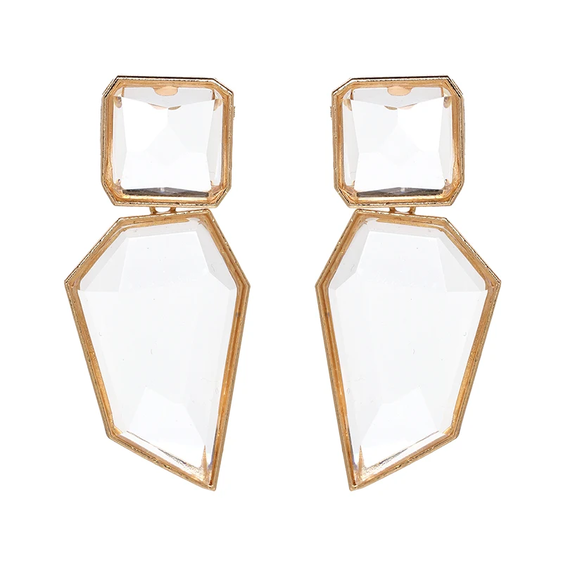 JURAN Exaggerated Big Geometric Statement Dangle Earrings For Women Boho Clear Resin OL Style Earrings 2018 ZA Jewelry - Image 2