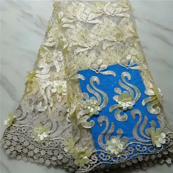 

African Lace Fabric 2019 High Quality Lace 3D applique Lace Fabric Beautiful Beads/stones Lace For Nigerian Wedding Dress