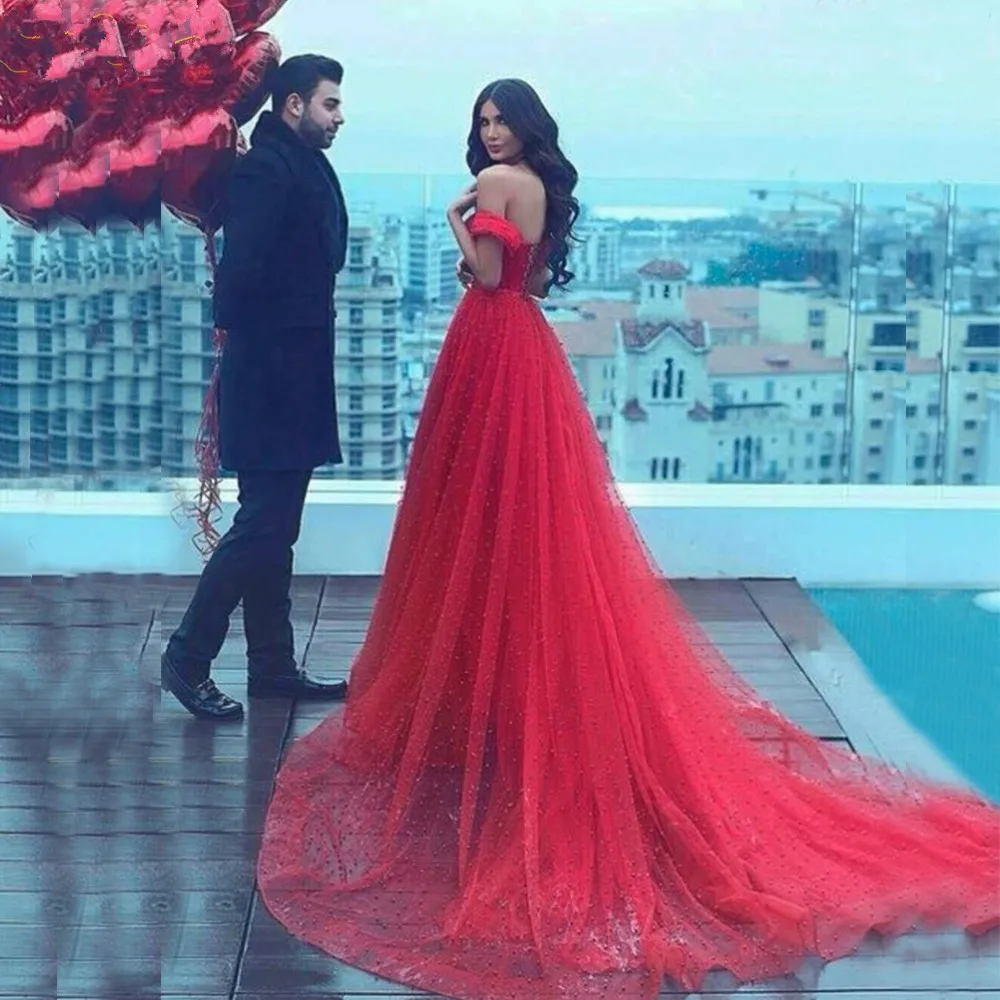 Очаровательные жемчужные красные коктейльные платья 2019 длинные с открытыми плечами, вечернее платье на шнуровке элегантное Формальное