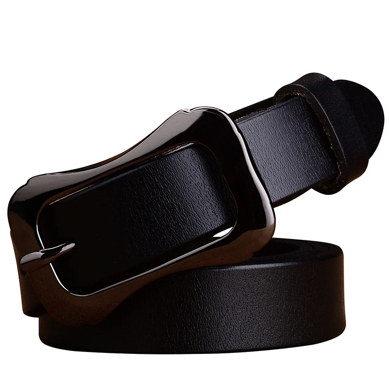 AIRGRACIAS модные дизайнерские женские ремни из натуральной кожи брендовые ремни женский пояс с пряжкой необычные винтажные ремни для джинсов - Цвет: Черный