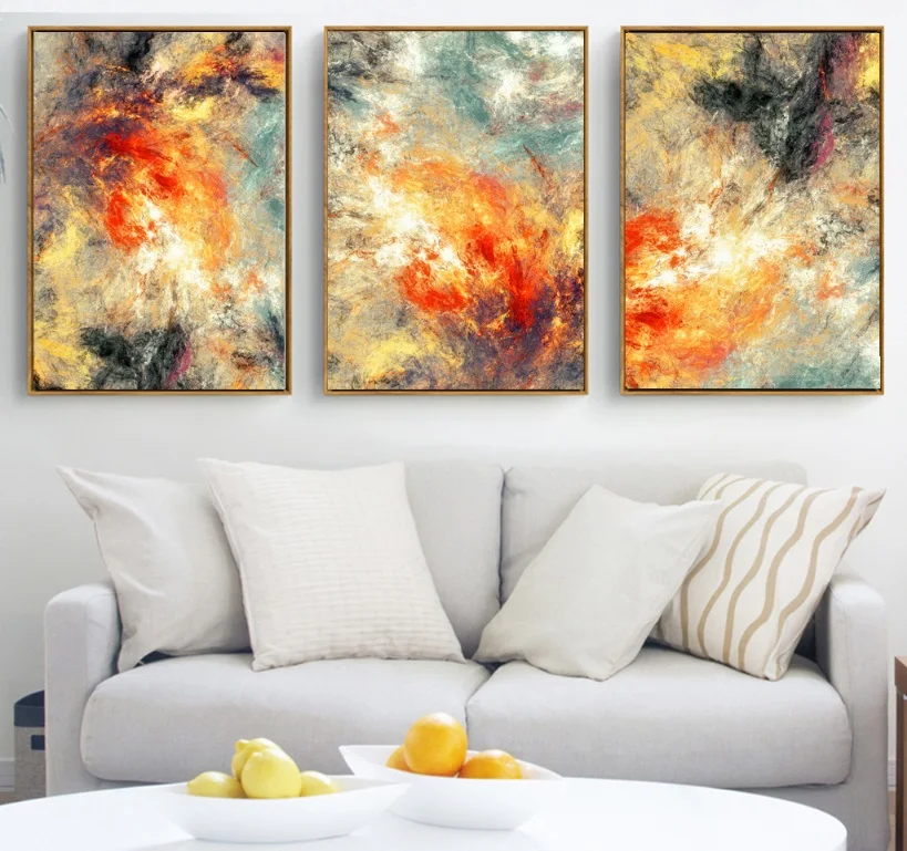 

100% handmade Modern abstraction 3 Pieces Canvas Paintings Modular Pictures Wall Art Canvas for Living Room Decoration No Framed