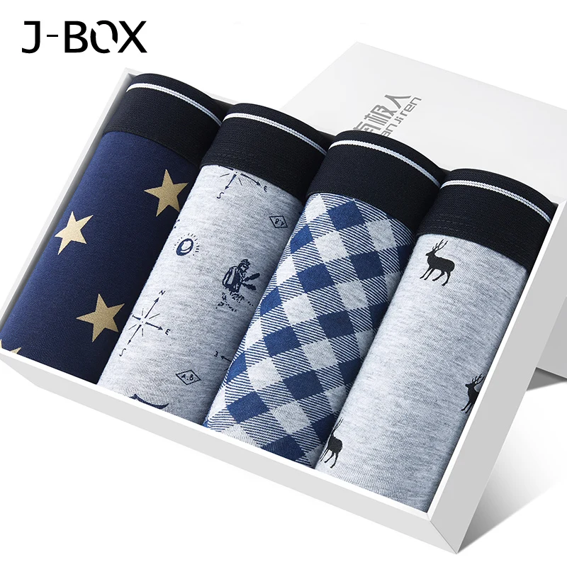 J BOX 4 шт./партия мужское сексуальное нижнее белье эластичные широкие трусы