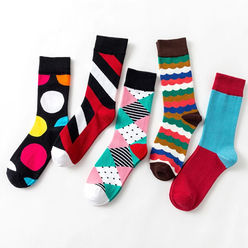 

2018 Fashion Geometry Style Socks Short Pattern Funny Cotton Socks Women Winter Fall Men Unisex Happy Short Socks Female Sox