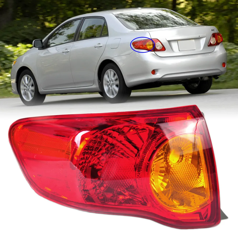 

beler Rear Left Outer Tail Light Taillamp Assembly Driver Side Brake Light TO2800175 166-50863L for Toyota Corolla 2009 2010