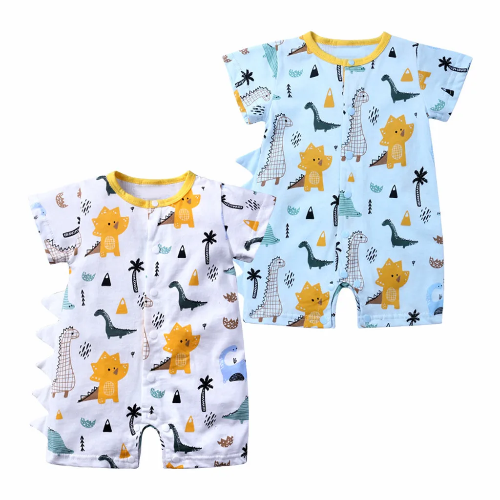 Детская одежда унисекс комбинезон для новорожденных мальчиков и девочек с мультяшным ромпер с динозавром одежда Roupas Детская Хлопковая одежда