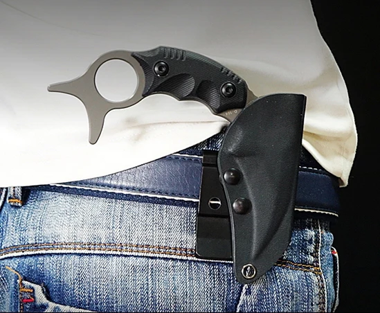 HX нож с фиксированным лезвием для улицы Karambit 440C Лезвие титановым покрытием K10