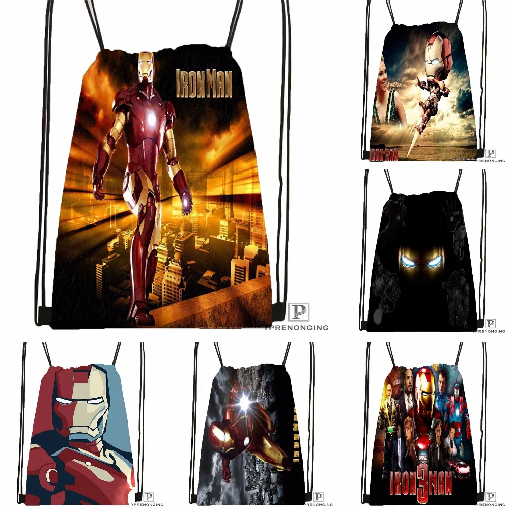 Custom iron man походная сумка на шнурке для мужчины женщины милый Daypack дети ранец (черный Назад) 31x40 см #180531-01-21