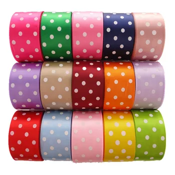 

1-1/2" 38mm 5 Yards Polka Dots Printed Satin Ribbon Gift Packaging DIY 100% Polyester Handmade Materials YM18010113