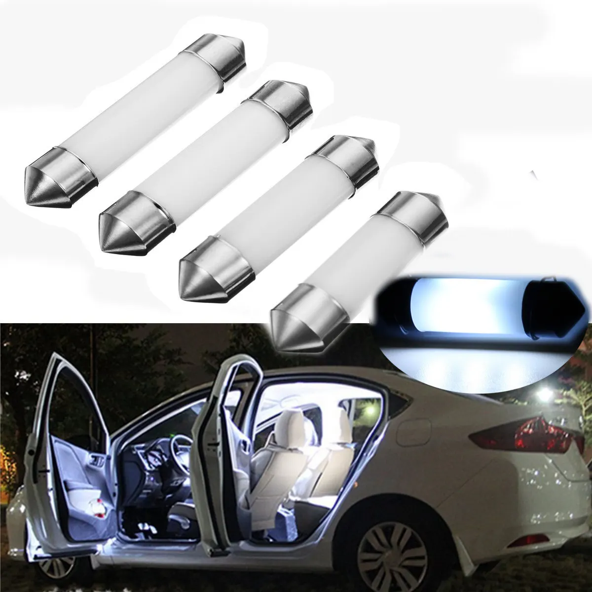 31mm 36mm 39mm 41mm Festoon Dome Light Cool White Car Interior Lamp LED