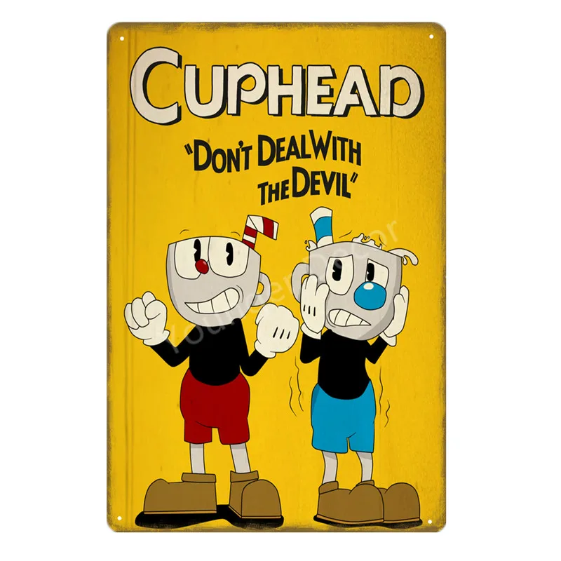 Видео игры Funko поп Cuphead металлический плакат Mugman дьявол легендарная чаша настенная печать оловянные знаки домашний декор детский подарок YD045 - Цвет: YD1028