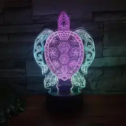 Черепаха светодиодный 3d цветной ночник очаровательный рисунок для детей игрушки 3D ночник вечерние декоративная светодиодная лампа