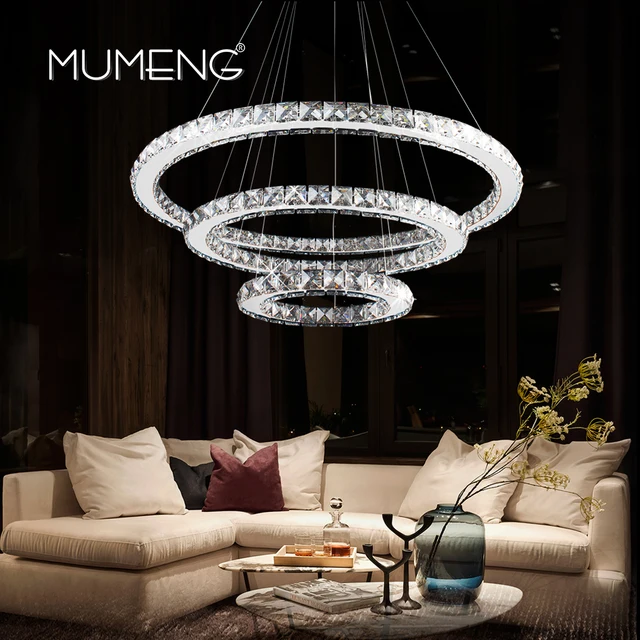 Mumeng Led Crystal Chandelier Modern Ring Hanging Kitchen Lamp 3 2 1 Mumeng Led Crystal Chandelier Modern Ring Hanging Kitchen Lamp 3 2 1 Circle Dining Room Living Light Fixture