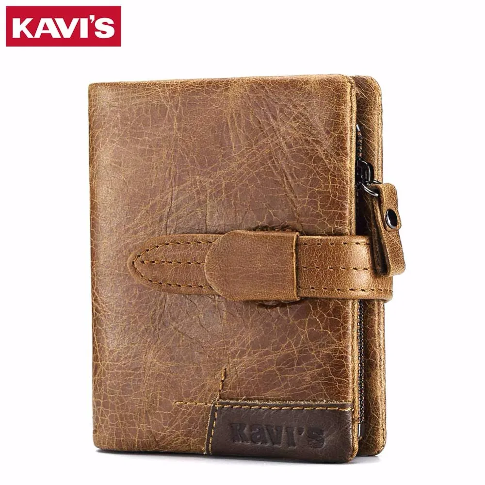 

KAVIS Genuine Leather Wallet Men Coin Purse Small Male Mini Slim Walet Portomonee PORTFOLIO MAN Fashion Vallet Money Bag Pocket
