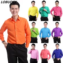 15 цветов однотонные хлопковые рубашки с длинными рукавами модные тонкие рубашки для мужчин певица приема гостей вечеринки костюм хора белая рубашка