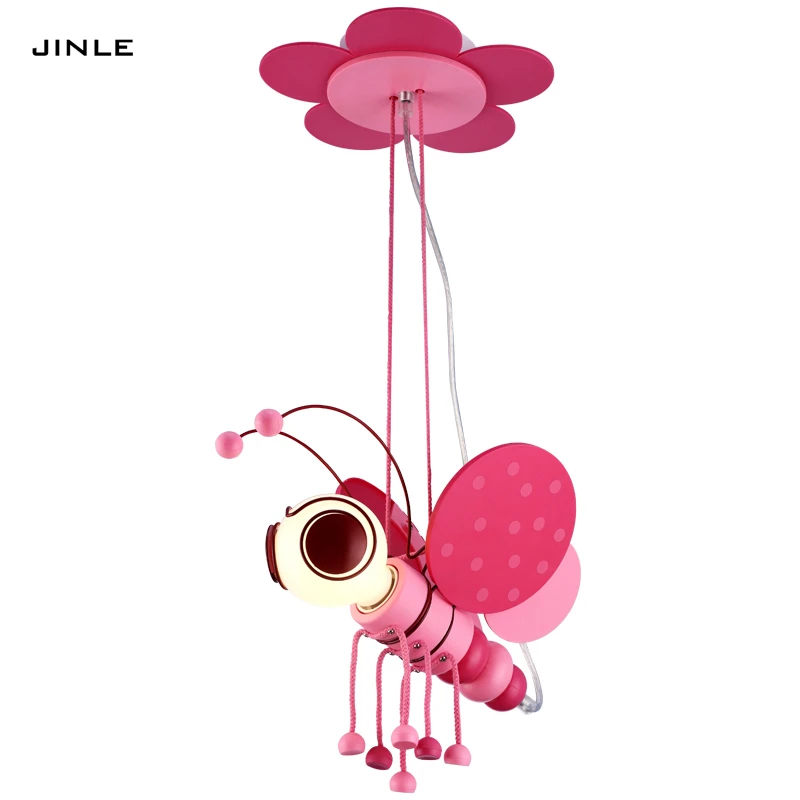 

Simple modern Cartoon Little bee children room chandelier led bedroom lamp blue pink lovely bedside decoration led lamp E27 bulb