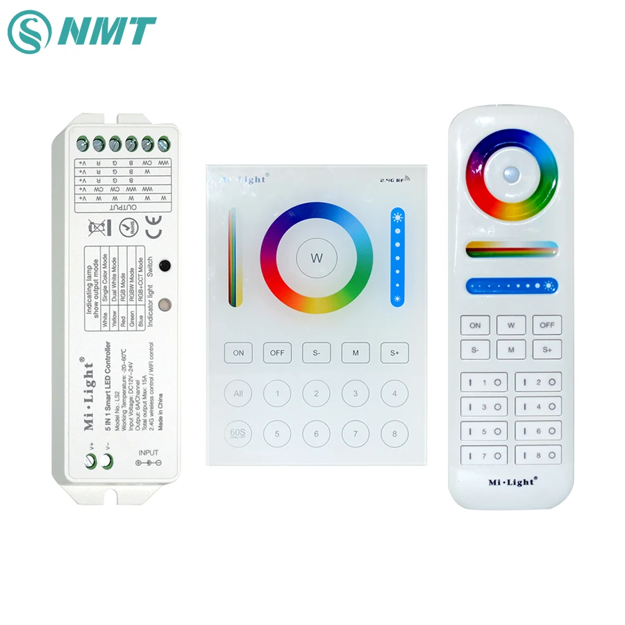 

B8 Wall-mounted Touch Panel FUT089 8 Zone Remote RF Dimmer LS2 5IN1 Smart LED Controller For RGB+CCT LED Strip MiLight