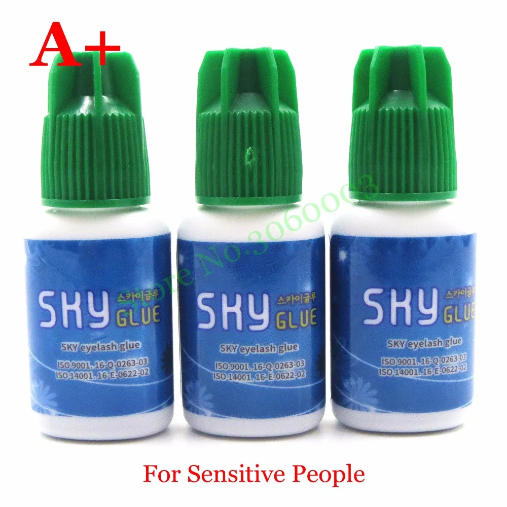2 бутылки Корея небо клей для наращивания ресниц без дыма, не раздражающая формула, для чувствительной кожи, A+ Тип 5 мл Зеленая кнопка