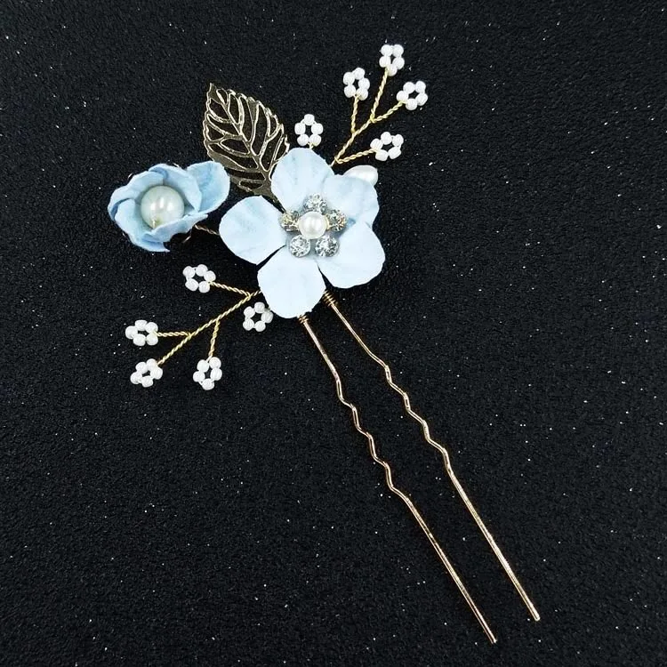Blue Flower Hair Comb (5)