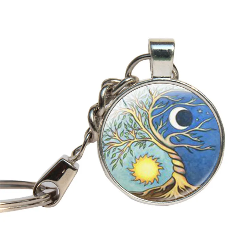 Брелок со стеклянным кабошоном Yin Yang стеклянный купол YinYang Tree Of Life брелок ручной