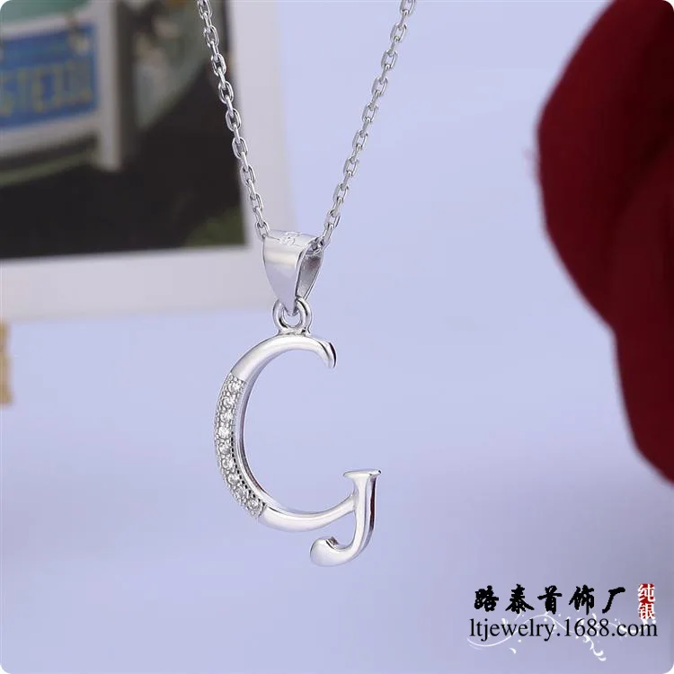 

BLAL007 Letter G pendants silver necklace chains pendants jewelry for women, free shipping
