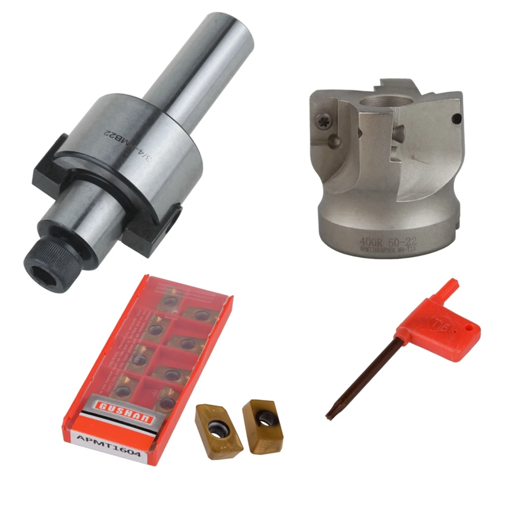 

C3/4-FMB22 Holder Face Mill Cutter 400R-50-22 With 10Pcs APMT1604 D9030T Carbide Insert