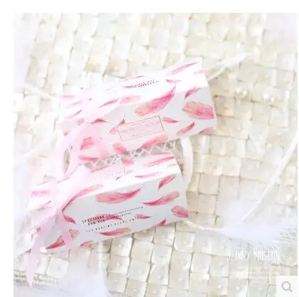 30 шт./лот Европейский Стиль Перо узор Коробки конфет для шоколада Вышивка Крестом Пакет DIY конфеты Cookie Подарок Коробки конфеты коробка с лентой