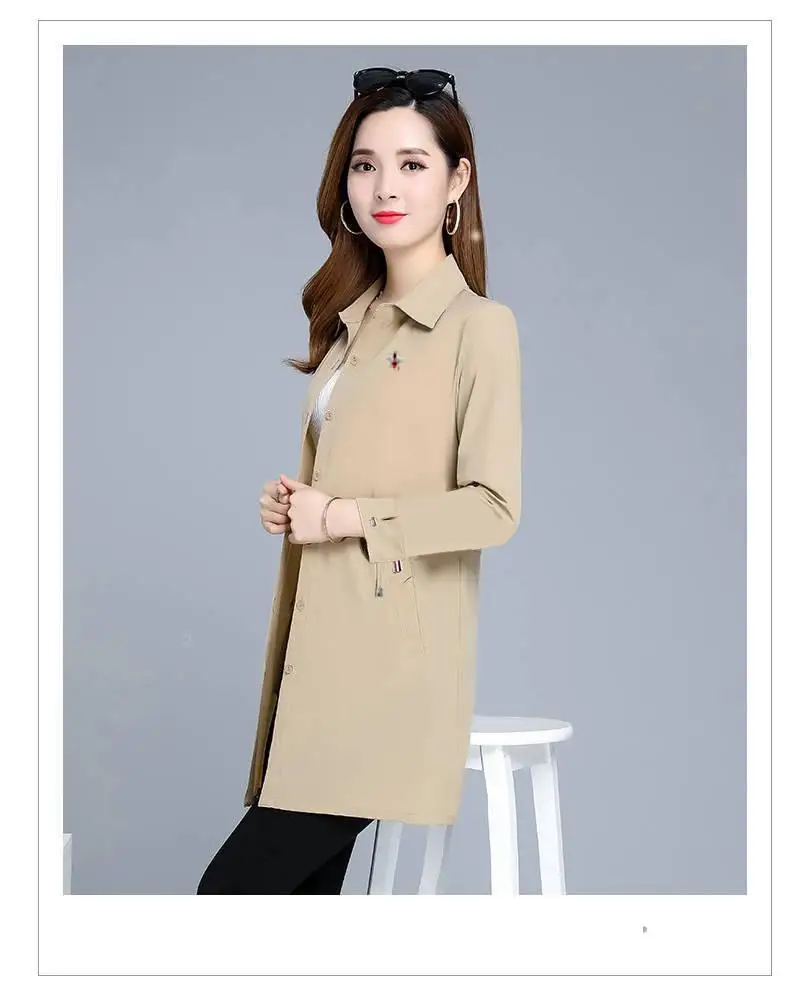 Women Trench Coat Spring Autumn New Fashion Female Drawstring Trench Ladies Windbreaker Solid Outerwear Plus Size 5XL A27