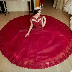 Vestido де Novia 2017 красный мать невесты платья бальное платье Сексуальная V шеи Иллюзия Кружева из бисера блестками свадебная одежда