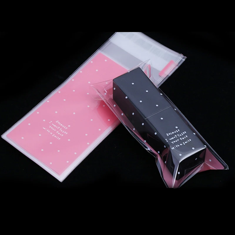 

5x10cm Gift Bag Plastic Cookie Packaging Candy Bag Bags Lipstick Package Cupcake Wrapper Self Adhesive Mini 100Pcs/lot