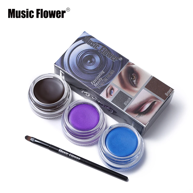 5 Color Music Flower Make Up Brand Eyes Cream Matte Makeup Eyeliner Gel Shimmer Eye Liner Waterproof Shadow Smudge-proof Lasting